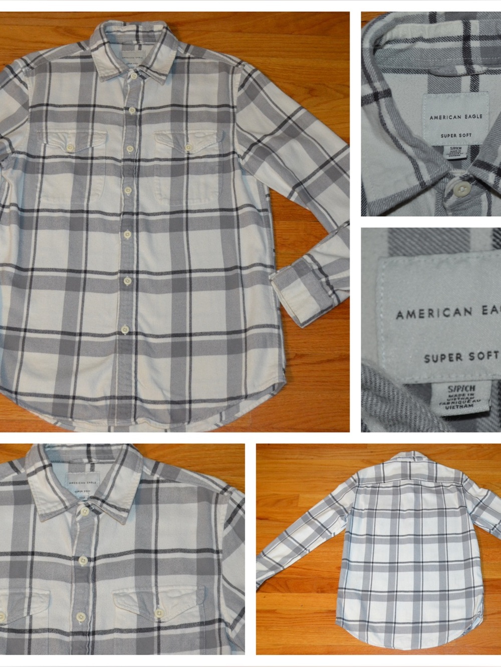 Men’s American Eagle Outfitters plaid flannel button-down, size S